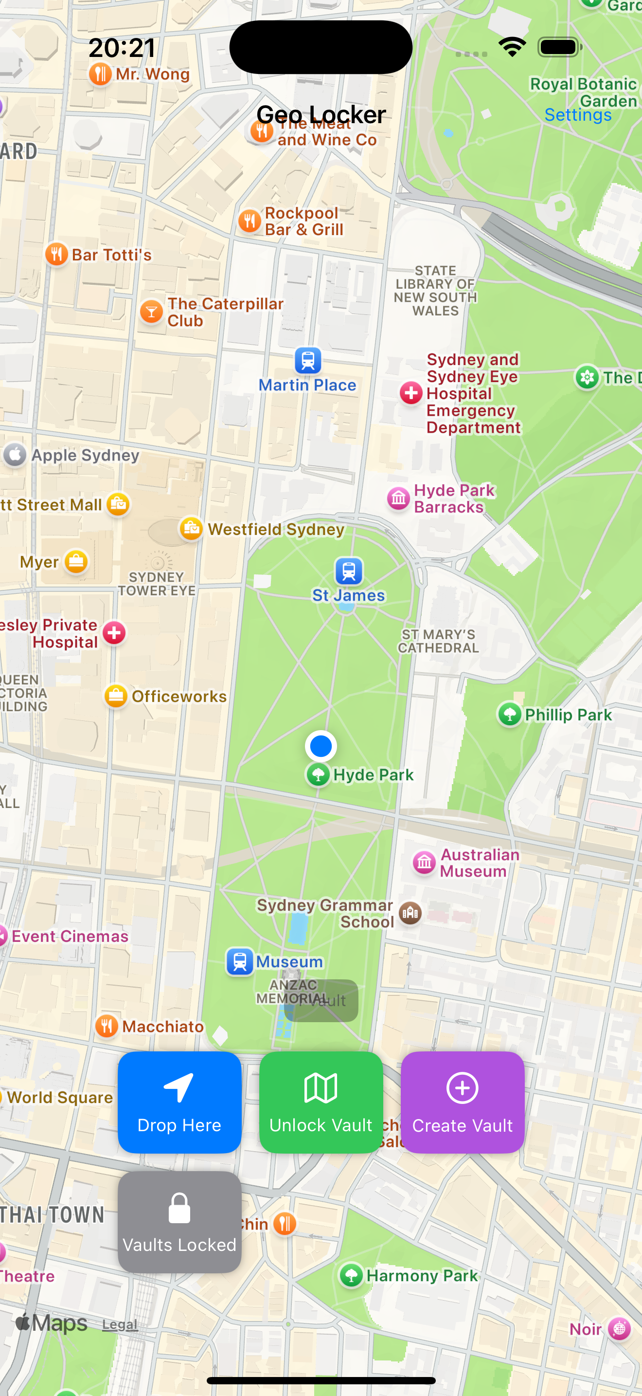 GeoLocker map interface